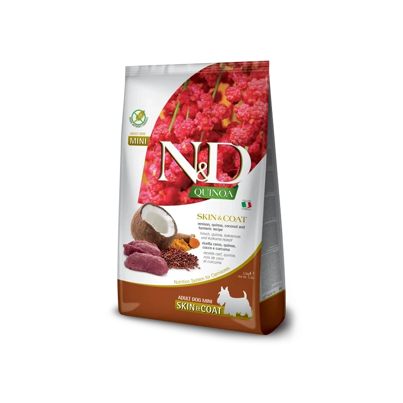 Farmina N&D Quinoa Skin & Coat Venison Mini - Ração Superpremium Sem Cereais
