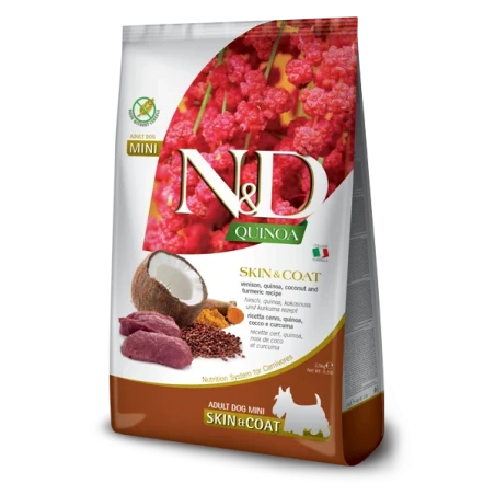 Farmina N&D Quinoa Skin & Coat Venison Mini - Ração Superpremium Sem Cereais
