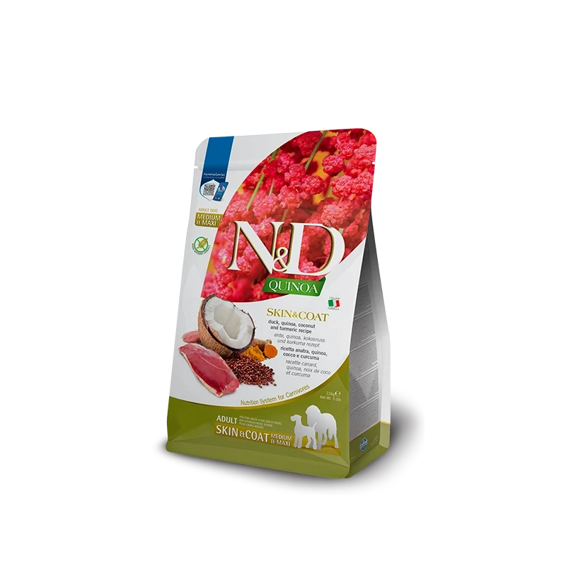 Farmina N&D Quinoa Skin & Coat Duck Medium & Maxi - Ração Superpremium Sem Cereais