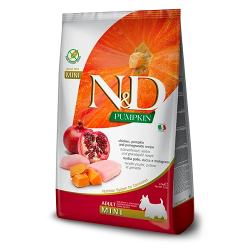 Farmina N&D Pumpkin Chicken & Pomegranate Adult Mini – Ração Sem Cereais