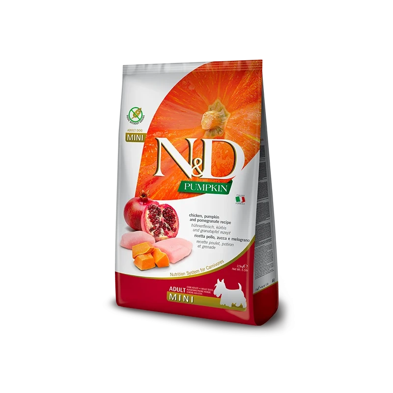 Farmina N&D Pumpkin Chicken & Pomegranate Adult Mini – Ração Sem Cereais