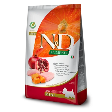 Farmina N&D Pumpkin Chicken & Pomegranate Adult Mini – Ração Sem Cereais