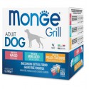 MONGE Dog Grill Adult Multibox - Vaca, Bacalhau e Frango 12x100g