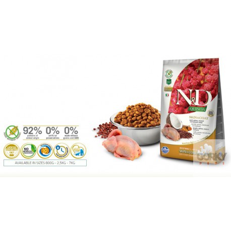 N&D Dog (GF Quinoa) Skin Coat - Codorniz